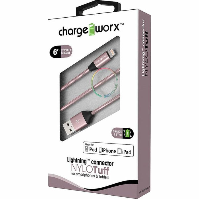 Chargeworx Cable Lightning Rosa 6Ft - Farmacias Arrocha