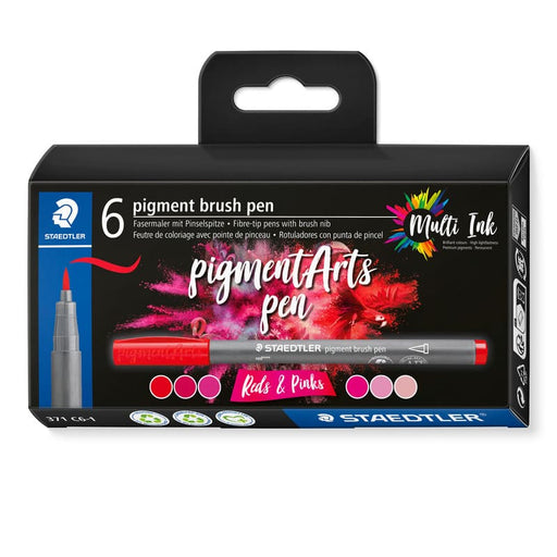 Staedtler Pigment Brush Pen Reds Pinks 6 Pcs - Farmacias Arrocha