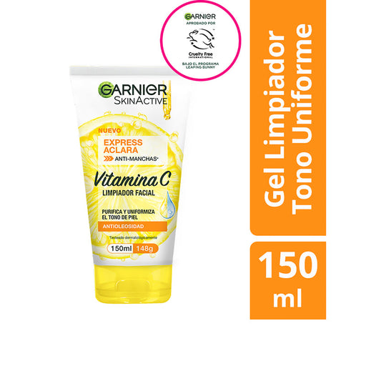 Garnier Express Aclara Gel Limpiador Vitamina C 150 ml - Farmacias Arrocha