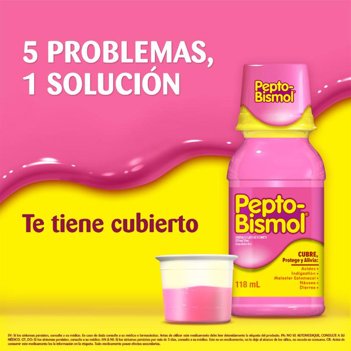 Pepto-Bismol Suspensión Sabor Original 236 Ml - Alivio Para El Malestar Estomacal