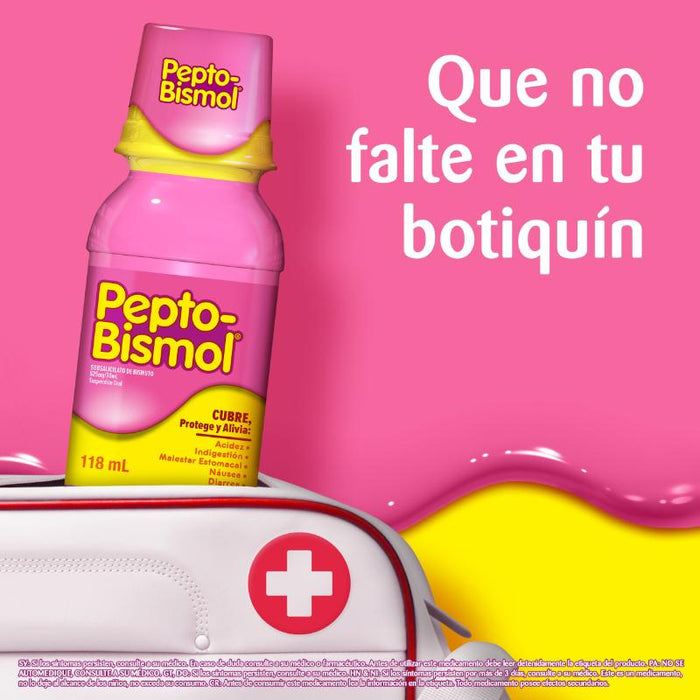 Pepto-Bismol Suspensión Sabor Original 236 Ml - Alivio Para El Malestar Estomacal