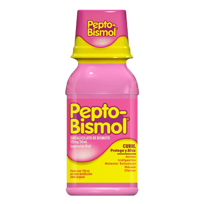 Pepto-Bismol Suspensión Sabor Original 118 Ml - Alivio Para El Malestar Estomacal - Farmacias Arrocha