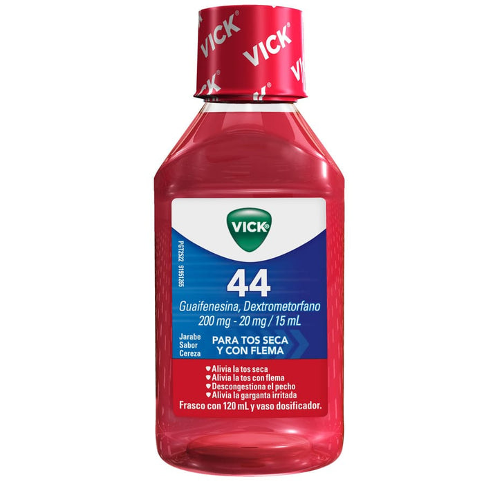 Vick 44 jarabe para tos seca y con flema sabor cereza 120mL - Farmacias Arrocha