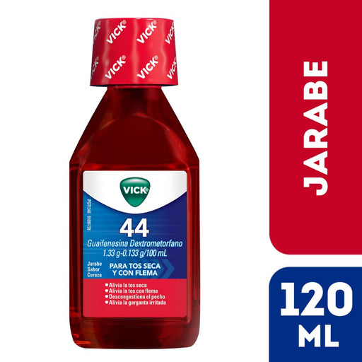 Vick 44 jarabe para tos seca y con flema sabor cereza 120mL - Farmacias Arrocha