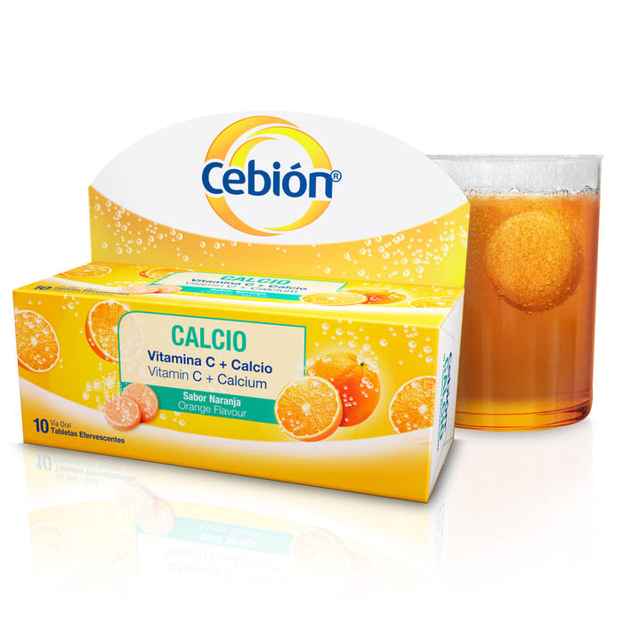 Cebión Tabletas Efervescentes De Vitamina C + Calcio Con 10 Unidades - Farmacias Arrocha