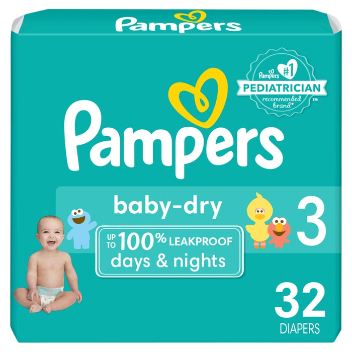 Pañales Pampers Baby Dry Talla 2, 32 unidades