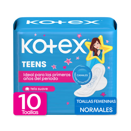 Toallas Femeninas Kotex Teens Normal 10U - Farmacias Arrocha