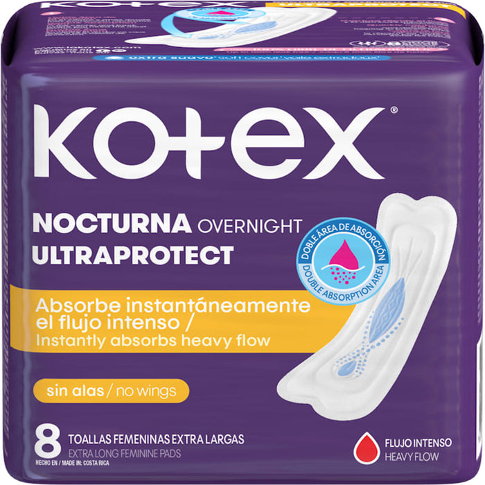 Toallas Femeninas Kotex Nocturna Sin Alas 8U - Farmacias Arrocha