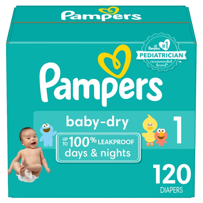 Pañales Pampers Baby Dry Talla 1, 120 unidades