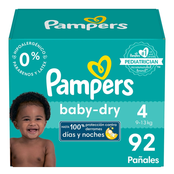 Pañales Pampers Baby Dry Talla 4, 92 unidades