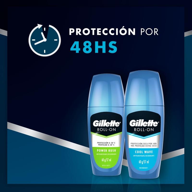 Roll - on Antitranspirante Gillette Power Rush 60 Gr / 57 ml - Farmacias Arrocha