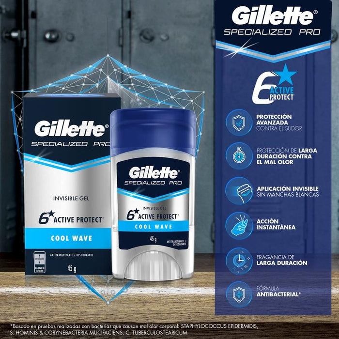 Gel Antritranspirante / Desodorante Gillette Specialized Pro Cool Wave Invisible 45 g