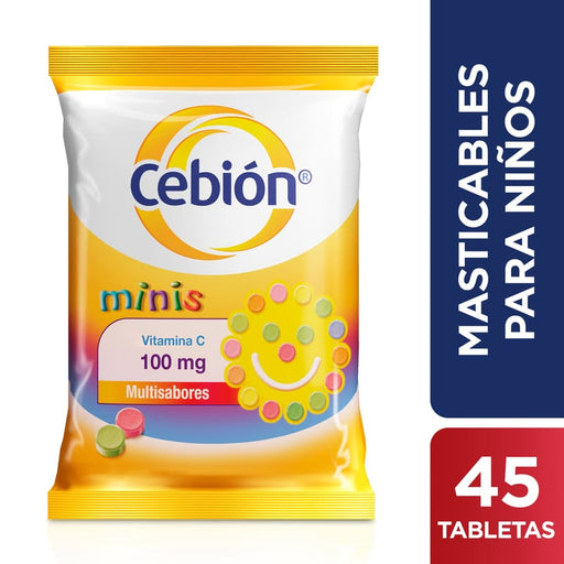 Cebión 100mg Minis Tabletas Masticables De Vitamina C 45U - Farmacias Arrocha