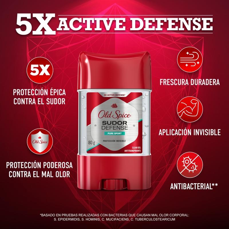 Gel Antitranspirante Old Spice Sudor Defense Pure Sport 80 g - Farmacias Arrocha