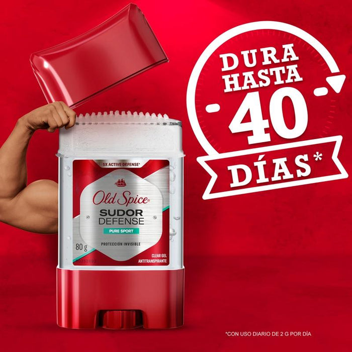 Gel Antitranspirante Old Spice Sudor Defense Pure Sport 80 g