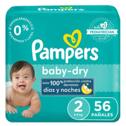 Pañales Pampers Baby Dry Talla 2, 56 unidades - Farmacias Arrocha