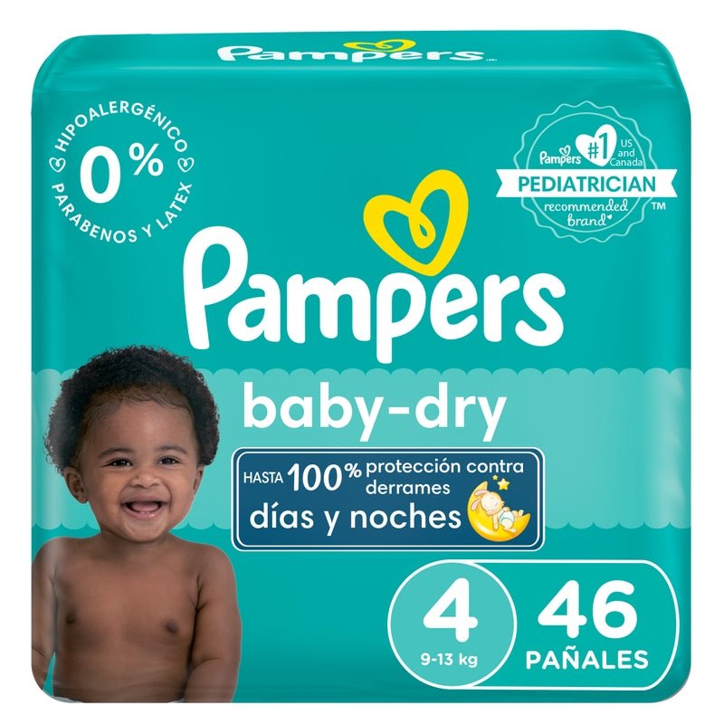 Pañales Pampers Baby Dry Talla 4, 46 unidades - Farmacias Arrocha