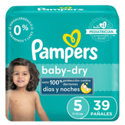 Pañales Pampers Baby Dry Talla 5, 39 unidades - Farmacias Arrocha