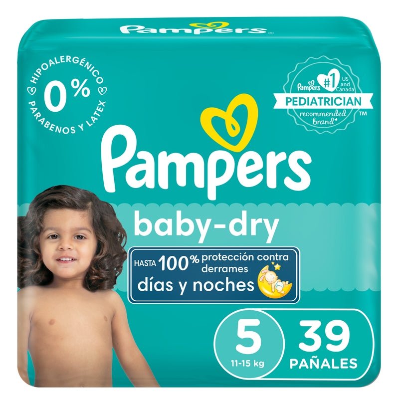 Pañales Pampers Baby Dry Talla 5, 39 unidades - Farmacias Arrocha