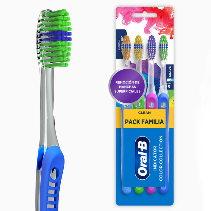 Cepillos de dientes Oral-B Indicator Color Collection suave 4 Unidades