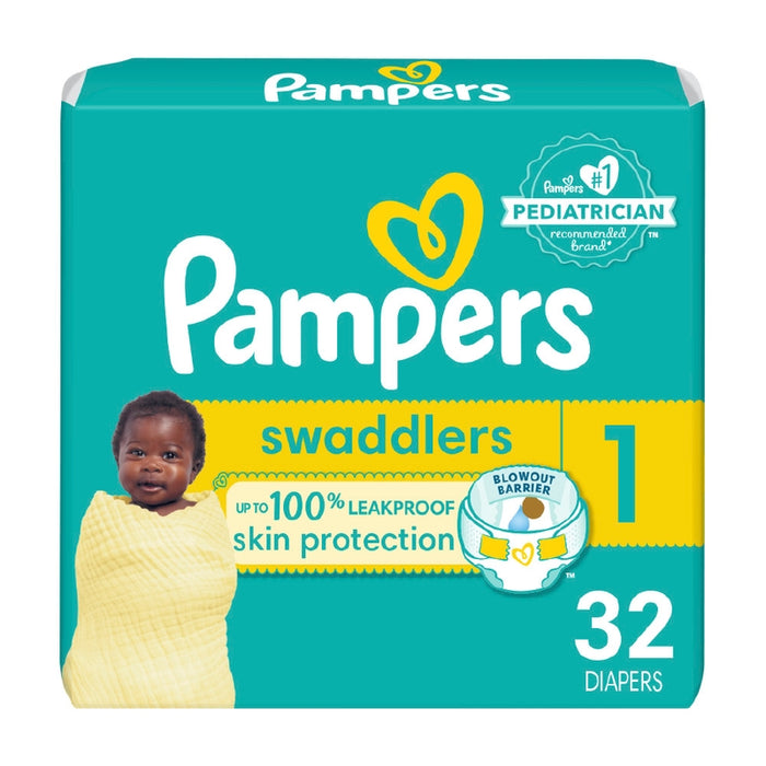 Pañales Pampers Swaddlers Talla 1, 32 unidades