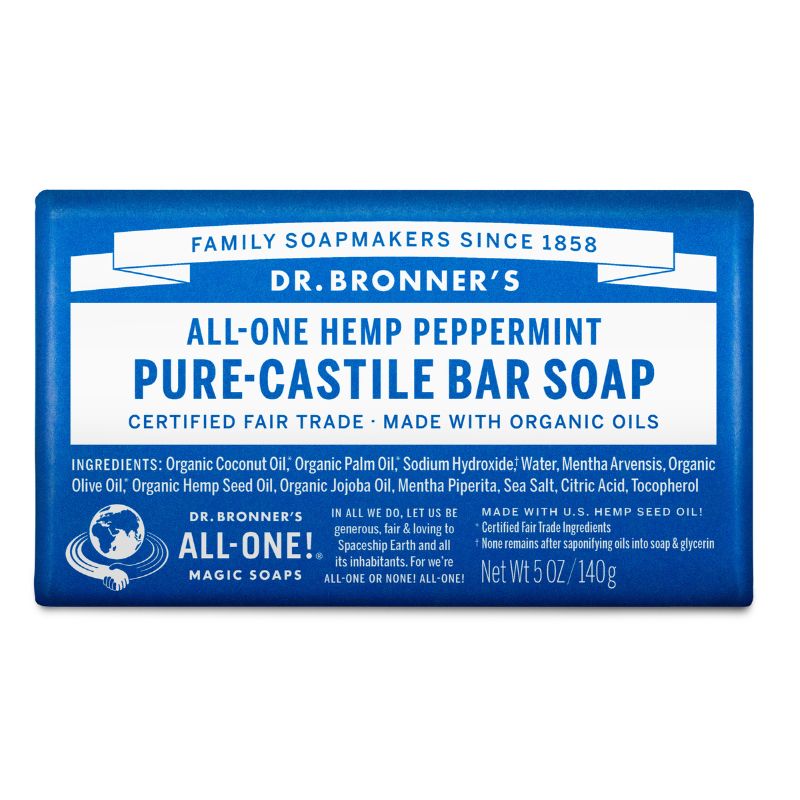 Dr. Bronner's Menta Jabón en Barra Puro de Castilla 140g - Farmacias Arrocha