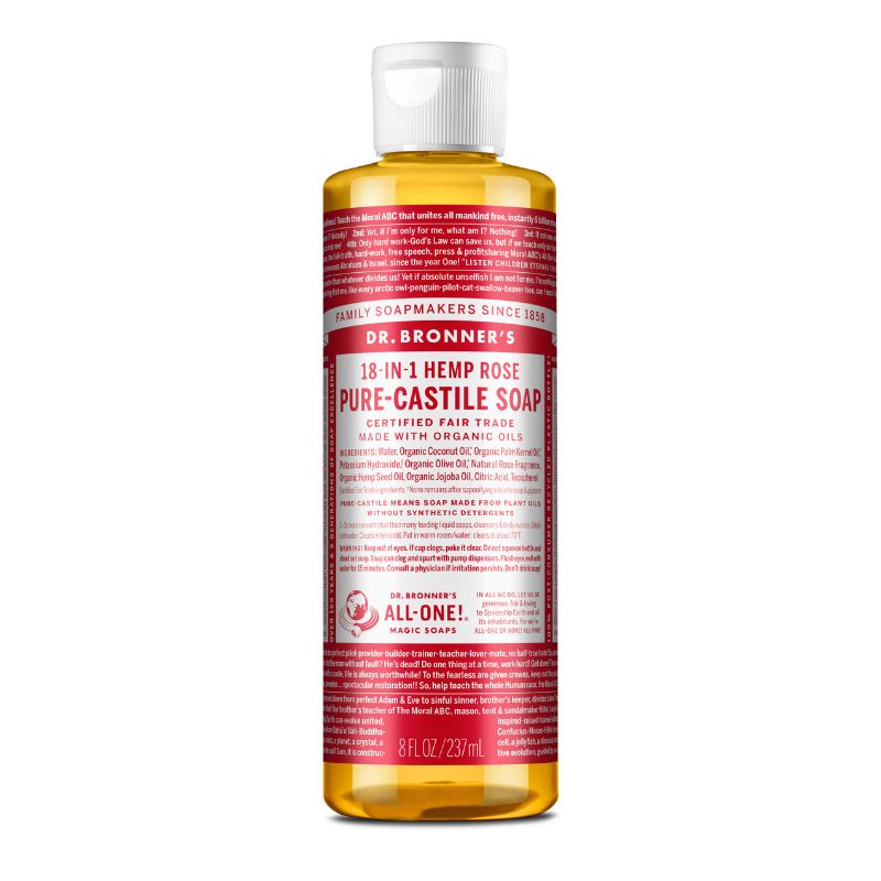 Dr. Bronner's Rosas Jabón Líquido Puro de Castilla 8 oz - Farmacias Arrocha