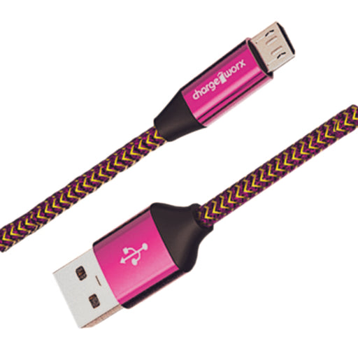 Chargeworx Cargador Micro Usb 10Ft Nylon Rosa - Farmacias Arrocha