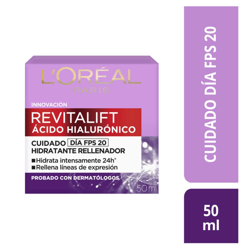 Crema Dia Hidratante L'Oréal París Revitalift Acido Hialuronico 50Ml - Farmacias Arrocha