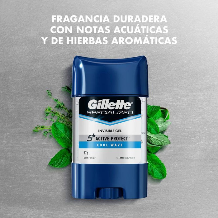 Gel Antitranspirante Gillette Specialized Cool Wave 82 g, 2 Unidades