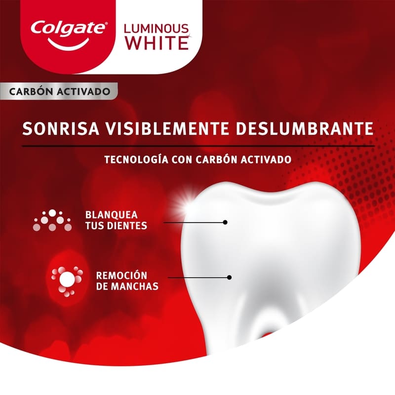 Pasta Dental Colgate Luminous White Carbón Activado 75 ml - Farmacias Arrocha