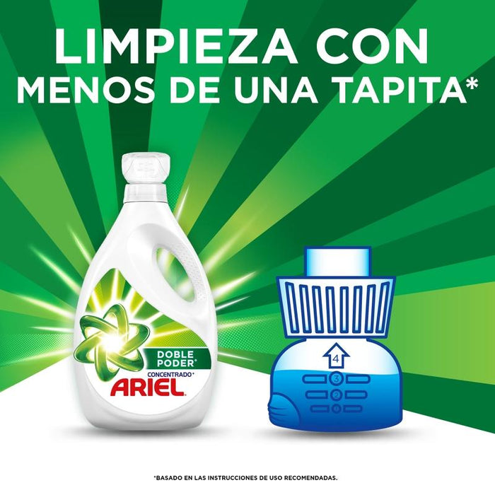 Detergente Líquido Concentrado Ariel Doble Poder para ropa blanca y de color 1,2L