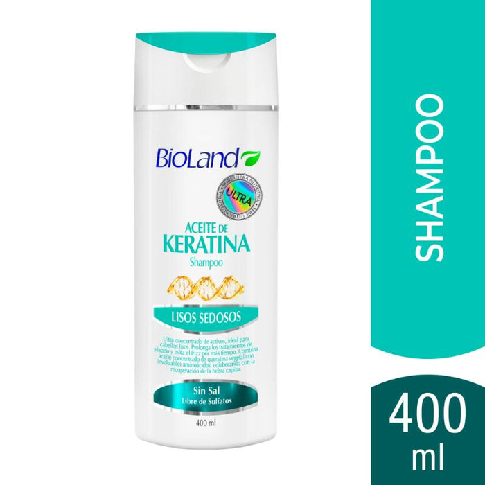 Bioland Shampoo Lisos Sedosos Aceite de Keratina 400Ml