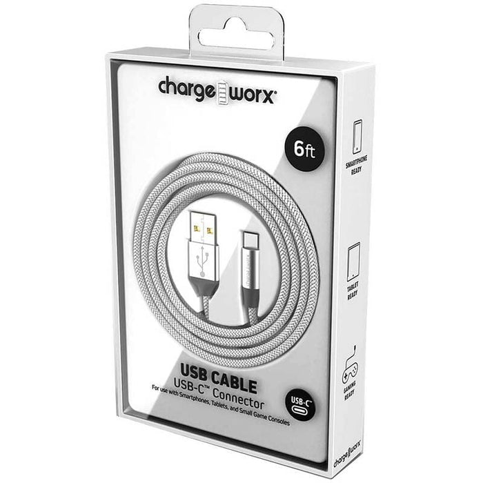 Chargeworx Cable Tipo C Silver 6Ft - Farmacias Arrocha