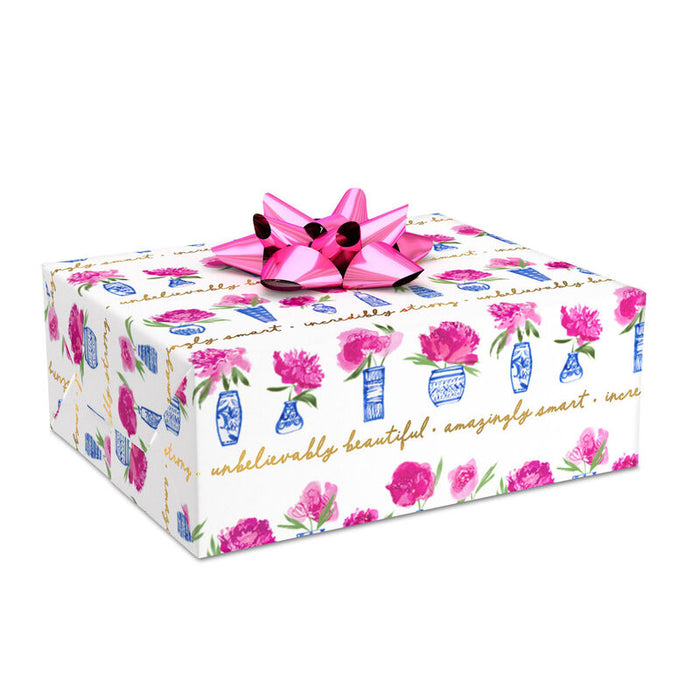 Hallmark Papel De Regalo Flores Rosas - Jarrones Azules 25Ft² - Farmacias Arrocha