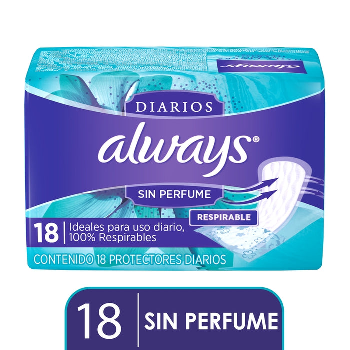 Protectores Diarios Always Diarios Sin Perfume 18 Unidades