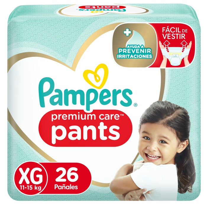 Pañales Pampers Premium Care Pants Talla XG, 26 unidades