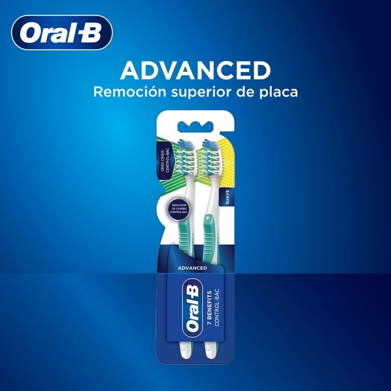 Cepillo de dientes Oral - B Advanced 7 Beneficios control - bac 2 Unidades - Farmacias Arrocha