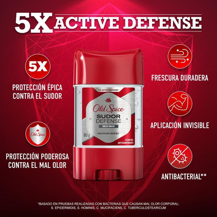 Gel Antitranspirante Old Spice Sudor Defense Seco Seco 80 g