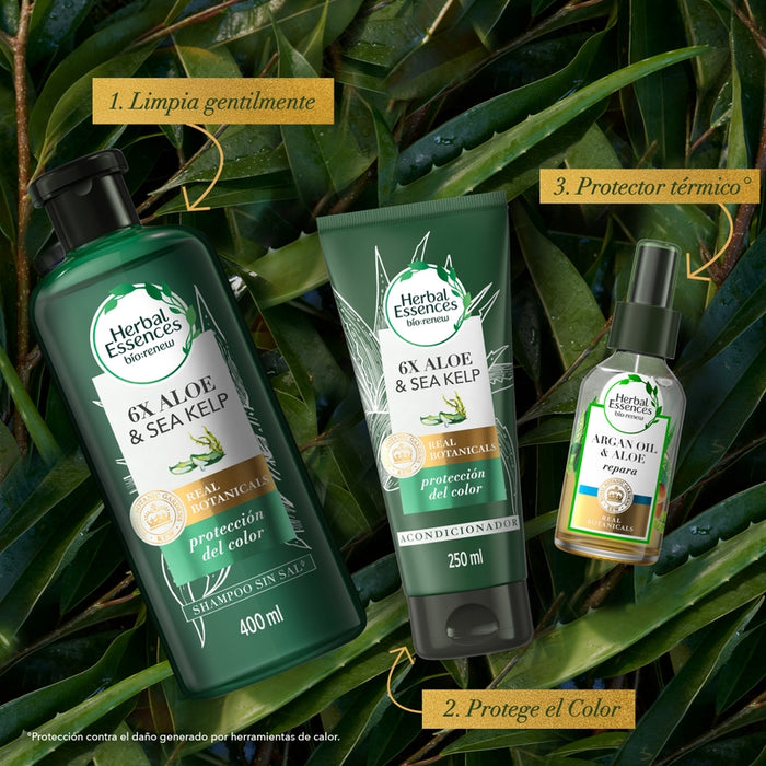 Shampoo Herbal Essences Bio:renew 6x Aloe & Sea Kelp Protección Del Color 400 ml