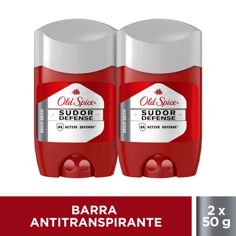 Barra Antitranspirante Old Spice Sudor Defense Seco Seco 50 g, 2 Unidades - Farmacias Arrocha