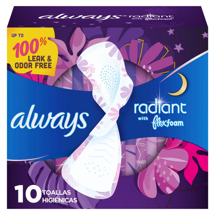 Toallas Femeninas con alas Always Infinity Flexfoam 10 Unidades