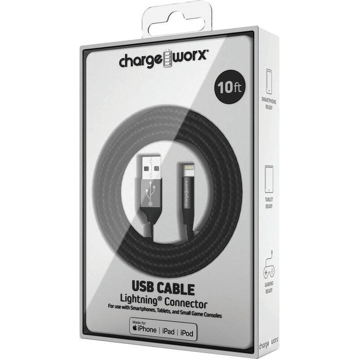 Chargeworx Cable Lightning 10Ft Negro - Farmacias Arrocha