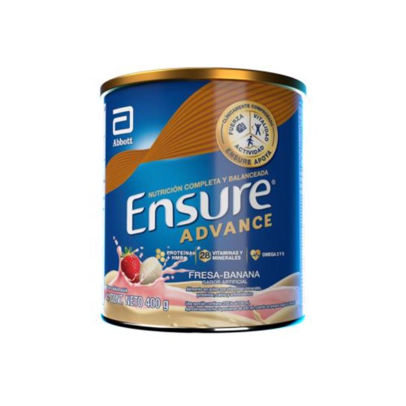 Ensure Advance Fresa Banana 400 Gr 24U - Farmacias Arrocha