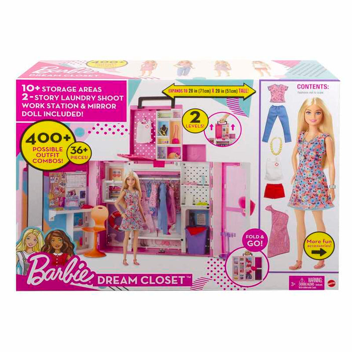 Barbie Set de juego Dream Closet Nuevo con Muñeca 4 Atuendos - Farmacias Arrocha