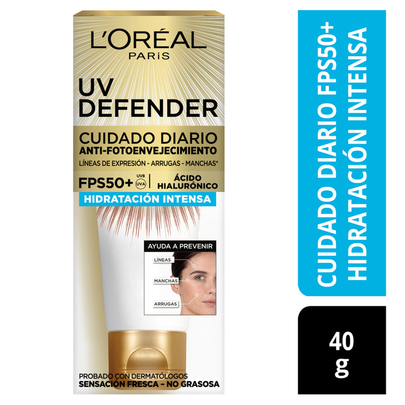 Crema L'Oréal París Uv Defender Hidratación Sin Color Fps50 40Ml - Farmacias Arrocha