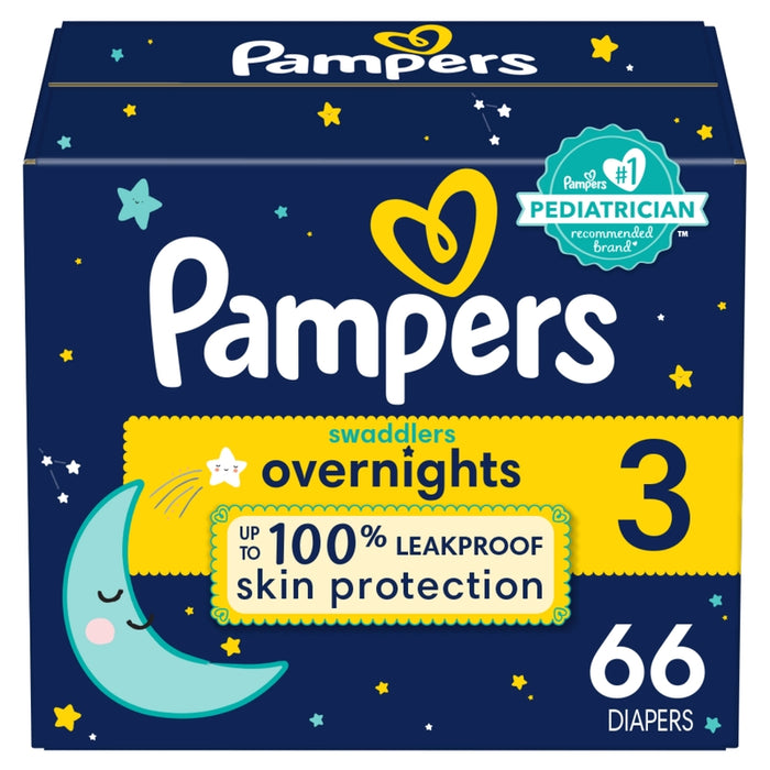 Pañales Pampers Swaddlers Overnight Talla 3, 66 unidades