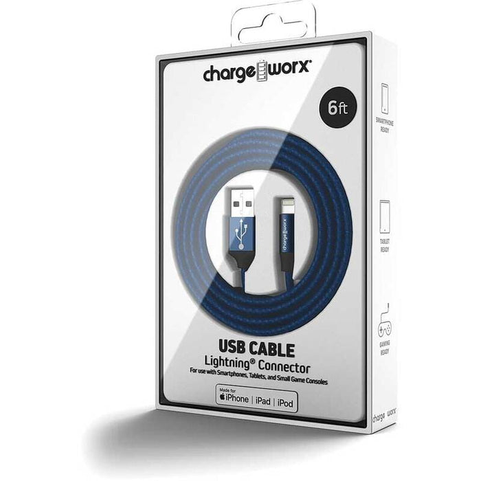 Chargeworx Cable Lightning 6Ft Azul - Farmacias Arrocha