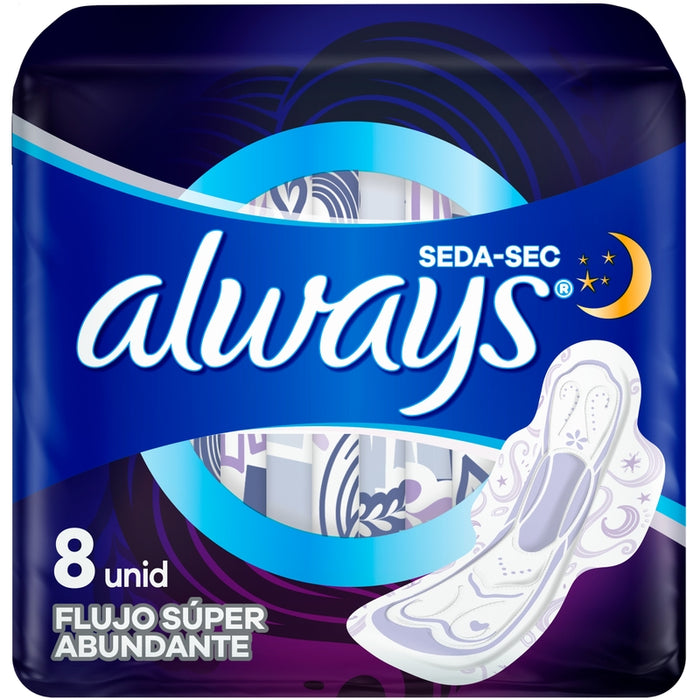 Toallas Femeninas, Always Seda-sec Nocturna 8 Unidades