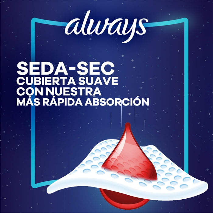 Toallas Femeninas, Always Seda-sec Nocturna 8 Unidades